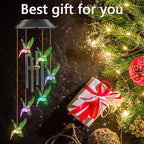 Birthday Gifts for Women Mom Grandma, Hummingbird Wind Chimes with 4 Aluminum Tube Solar Wind Chimes for Outside Solar Lights Outdoor Garden Patio Yard Decor