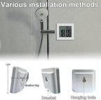 Digital Shower Clock, Large LCD Display Waterproof Timer for Shower, Suction Cups for Home (White) - Only Military time and ℃ Display
