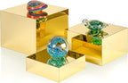 Red Co. Set of 3 Glossy Gold Acrylic Cube Display Nesting Risers with Hollow Bottoms
