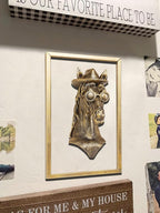 Animal Heads Wall Decor (Includes Metal Frame) Resin Animals Sculptures Head Wall Hanging Decoration Gold vintage Wall Sculpture for Living Room Bedroom Office(Horse)
