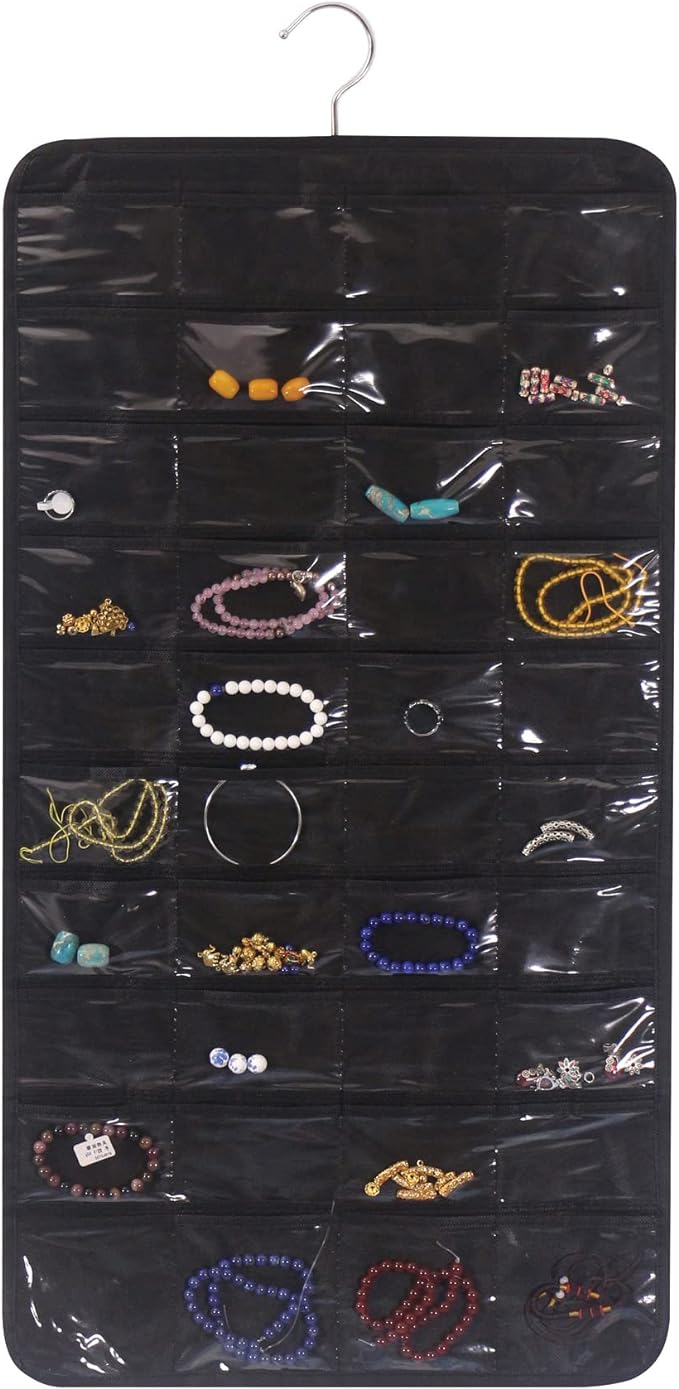 DIOMMELL 80 Pockets Hanging Jewelry Organizer for women, Storage Bag for Earrings Necklace Bracelet Ring accessory display holder box