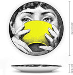 Lina Cavalieri Plate, Wall Decorative Plate, Mysterious Face Plate Wall Hanging Decoration,Including Bracket and Special Spring Hook, 8inch, Style7