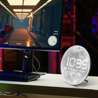 Digital Wall Clock, LED Moon/Earth Design, Temperature Display, 7.87 x 7.87 inches (Moon, 7.87 INCH)