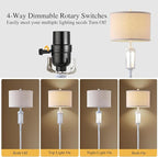 65" Vintage Floor Lamp with Night Light, Farmhouse Antique White Tall Standing Lamp with 2 Light Sources, Rustic Floor Lights for Living Room Bedroom Office Corner, Bulb Included