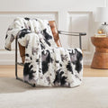 Cozy Bliss Cow Print Faux Fur Throw Blanket, Animal Printed Blankets Super Soft Warm Thick Fluffy Throws Home Decor for Couch Bed Sofa Women (Black&Grey Cow, 50x60 Inches)