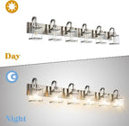 6-Light Bathroom Light, Brushed Nickel Vanity Light Fixture Over, Mirror,Modern Wall Lamp with Clear Glass Shade Wall Sconce Lighting for Living Room, Bedroom, Hallway
