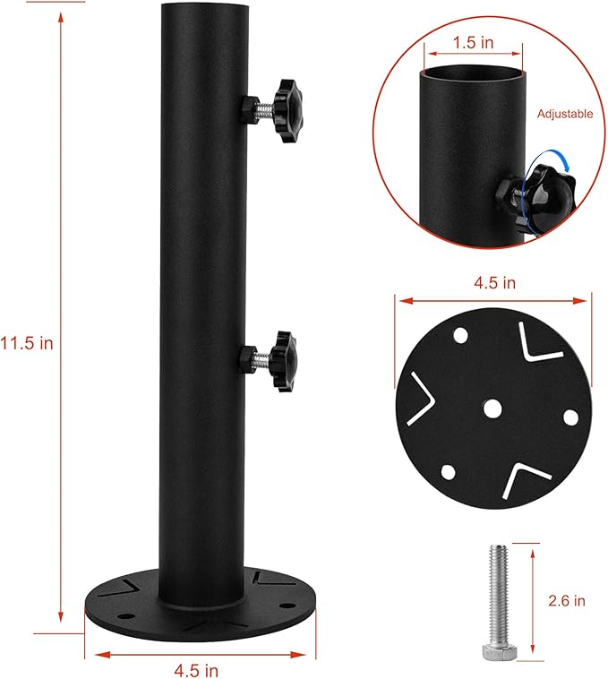 Universal Granite Umbrella Stand Tube, Stone Umbrella Tube Base for Outside, Heavy Duty Marble Flag Pole Stake Holder, Table Umbrella Tube Bracket,DIY Metal Tube Umbrella Mount