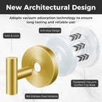 Shower Hooks for Inside Shower,No-Drill Removable&Reusable Towel Hooks for Bathroom,Heavy Duty Suction Cup Hooks for Glass Window,2 Packs(Gold)