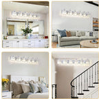 6-Light Modern Bathroom Light Fixture Chrome Bathroom Vanity Lights Over Mirror Wall Sconce Lighting with K9 Crystal Shades E26 Base for Bedroom, Living Room, Hallway Wall Lamp