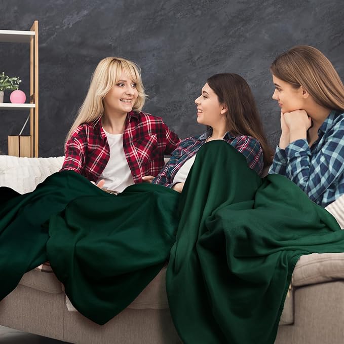 24 Packs Fleece Throw Blanket Soft Warm Lightweight Fleece Blanket Cozy Throw Bulk for Bed Couch Sofa Home Office Wedding Gifts Suitable for Seasons, 50 x 60 Inches(Turquoise Green)