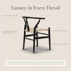 Poly & BARK Weave Dining Chairs – Mid-Century Modern Wishbone Dining Chairs with Arms, Solid Wood Frame, Indoor Use – Black – Set of 2 - Ideal for Dining Room, Kitchen or Stylish Accent Setting