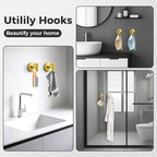 Shower Hooks for Inside Shower,No-Drill Removable&Reusable Towel Hooks for Bathroom,Heavy Duty Suction Cup Hooks for Glass Window,4 Packs(Gold)