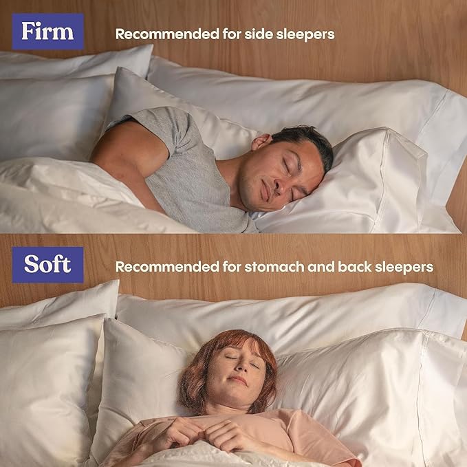 FluffCo Zen Fluff Pillows - Down Alternative - Standard/Queen Bed Pillow for Sleeping Made in USA - Luxury Hotel-Quality Pillow - 100% Cotton, 300 Thread Count (Queen Size 1 Pack)