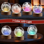 Personalized 3D Crystal Ball Night Light - Custom Photo Snow Globe Lamp for Valentine‘s Day, Anniversary, Birthday - Memorial Keepsake Gift for Couples, Family, Pets