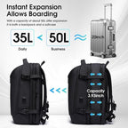 Vacuum Seal Travel Backpack, Expandable Vacpack Backpack with Vaccum Compression System, Water Ressistant 17.3 Inch Laptop Backpack with USB Charging Port-Vacuum Pump Included