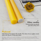12-Inch Tall Dripless Taper Candles Set of 4 - Lemon Yellow Tapered Candles, Perfect for Spring - Smokeless, Unscented, Long Burning - Hand Poured, Colored Tall Candlesticks - Lenmon