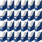 Thenshop 24 Pcs Cardboard Magazine File Holders Magazine Book Bin Box with Label Sticker Paper Organizer Storage Folder for Desk Shelves School Classroom Office Supplies (Classic,Navy Blue)
