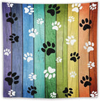 VUMIVI Dog Paw Tapestry Vintage Rustic Colorful Barn Boards Black White Animal Footprints Tapestry Wall Hanging for Living Room Bedroom Dorm Classroom Aesthetic Decor W60xL60in
