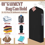 2 Set 40in Short Cotton Garment Bags, 6in Wide Gusset Hanging Storage Clothes with 8 Cedar Blocks, Transparent Mesh Window, Breathable Closet Bags for Fur Coat Suit Sweater Dress, Black