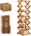 9 Tier Bamboo Shoe Rack, Heavy Duty Foldable Shelf Needing No Setup | Versatile Space-Saving & Sturdy Collapsible Bamboo Shoe Rack Organizer for Closet, Entryway, Over-Door, Dorm or Bedroom Use