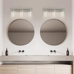 Espird Bathroom Vanity Light, 3 Light Brushed Nickel Bathroom Light Fixture with Thickened Seeded Glass Shade, 24 inch Modern Vanity Lights, Bathrooms Lights Fixture Over Mirror