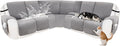 Reclining Sectional Couch Covers 100% Waterproof Velvet L Shape Recliner Couch Covers for Sofa Washable Anti Slip Recliner Slipcovers with Pockets (5 Seat Sofa with 2 Console, Silver Gray)