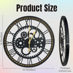16 Inch Wall Clock, Gear Clock, Silent Non Ticking, Battery Operated Large Wall Clocks for Living Room Decor, Kitchen, Office (Vintage Industrial Steampunk)