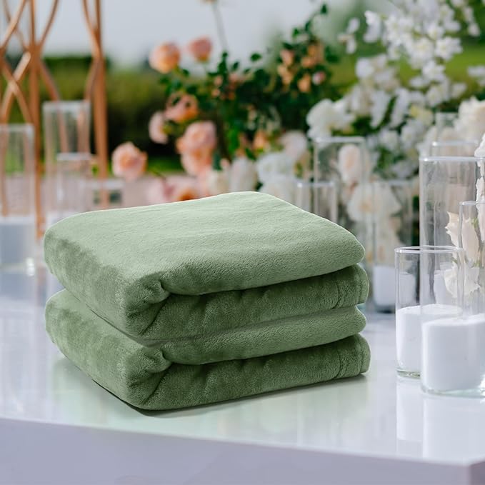 Tinideya 6 Pcs Flannel Fleece Throw Blanket Bulk 50 x 60 Inch Soft Fleece Blanket Warm Throw Blanket Coral Blankets for Couch Sofa Home Wedding Gifts Season (Sage Green)