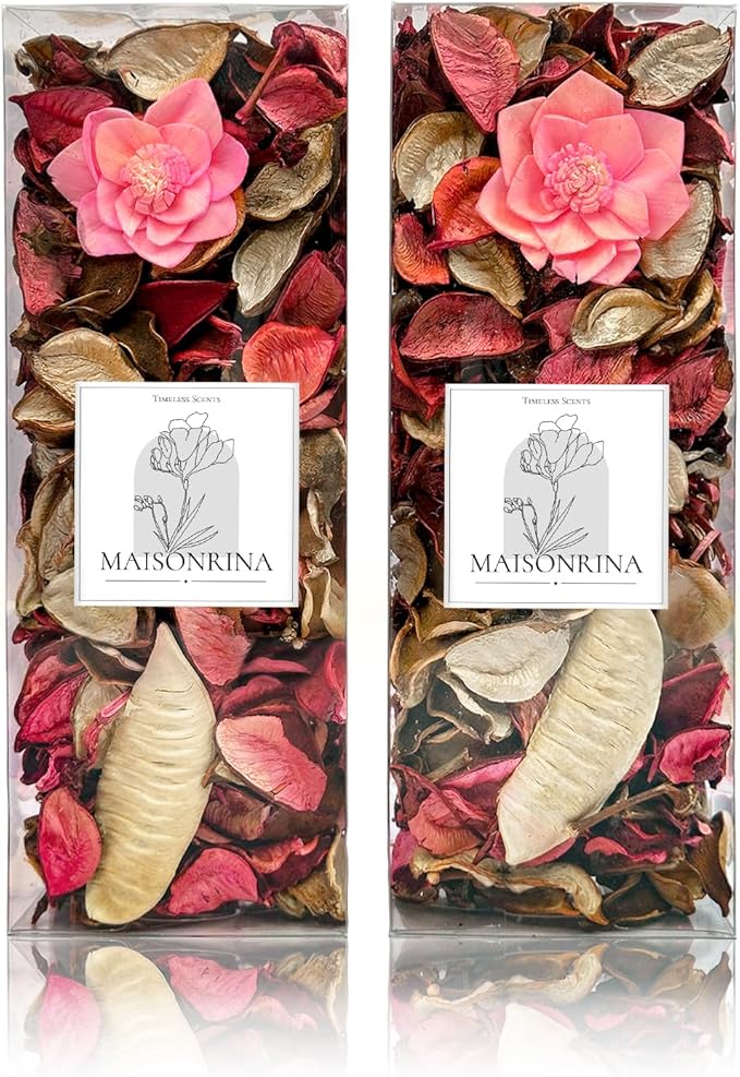 Spring Potpourri,Rose Scented Potpourri Bowl Filler, Valentine's Day Decorative Dried Flower, Pink Bathroom Vase Decor(10.5 oz/2 Packs)