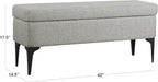 HomePop Upholstered Storage Bench with Metal Leg, 42" W, Cool Gray Woven