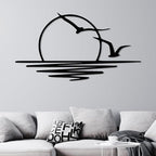 Wita Home Sunset with Seagulls Metal Wall Mounted Art, Handcrafted Metal Home Decor with Static Powder Coating, Eye-Catching Addition to Living Room Decor, Modern Beach Decor for Indoor and Outdoor Spaces, Perfect Housewarming Gift (56 x 28 inches)