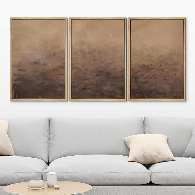 MUDECOR Framed Canvas Print Wall Art Minimalist Earthy Neutral Brown Abstract Illustrations Realism Decorative for Living Room, Bedroom, Office - 24"x36"x3 Natural