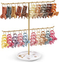 Metal Claw Clip Organizer, 2-Tier Hair Clip Holder Stand with Tray, Hair Clip Storage Display Rack with 20 Golden Rings, Hair Accessories Organizer Room Decor for Women and Girls
