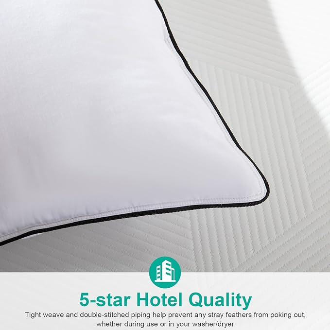 APSMILE Medium Firm Feathers Down Pillow King Size Pack of 1, Luxury Feathers Pillow for Sleeping, 100% Organic Cotton Cover Hotel Collection Bed Pillows for Side Sleeper (White, 20"x36")