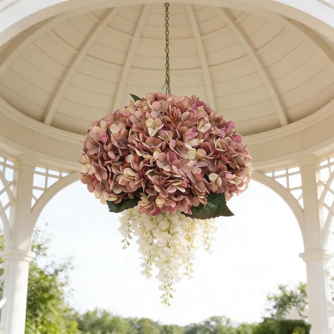 Kimura's Cabin 6pcs Fake Hydrangea Flowers Vintage Artificial Silk Hydrangeas Bouquets Faux Hydrangea with Stems for Autumn Wedding Party Home Garden Table Center Decoration (Pink Purple)