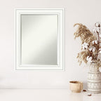 Amanti Art White Wall Mirror 29x23 Craftsman White Rectangle Bathroom Mirror for Wall Decor Living Room, Medium Casual Wood Frame, Hangs Horizonally and Vertically, Bathroom Decor, Beveled Edge