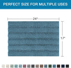 H.VERSAILTEX Bathroom Rugs Bath Rugs for Bathroom Non Slip Bath Mats Extra Thick Chenille Striped Rug 17" x 24" Absorbent Soft Shaggy Washable Dry Fast Bath Mats for Bath Room Floor - Turquoise Blue