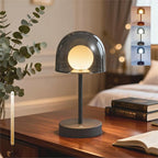 Rechargeable Small Counter Lamp, LED Modern Table Lamp with 3CCT & Stepless Dimming, Bedside Light for Study Living Room and Office, Mushroom Style (Smoky Grey)