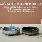 5.9" Ceramic Incense Holder with 10 Holes,5in1 Incense Tray for Sticks,Coil,Cone,Sage,Palo Santo,Handcrafted Burner Ash Catcher Smudge Bowl for Yoga Meditation Energy Cleansing Room Décor,Blue