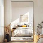 Full-Length Floor Mirror with Stand, 78"x38" Rectangle Style Full Body Standing Mirror for Bedroom, Living Room, Gym, Dorm - Shatter-Resistant & Easy Assembly, Black