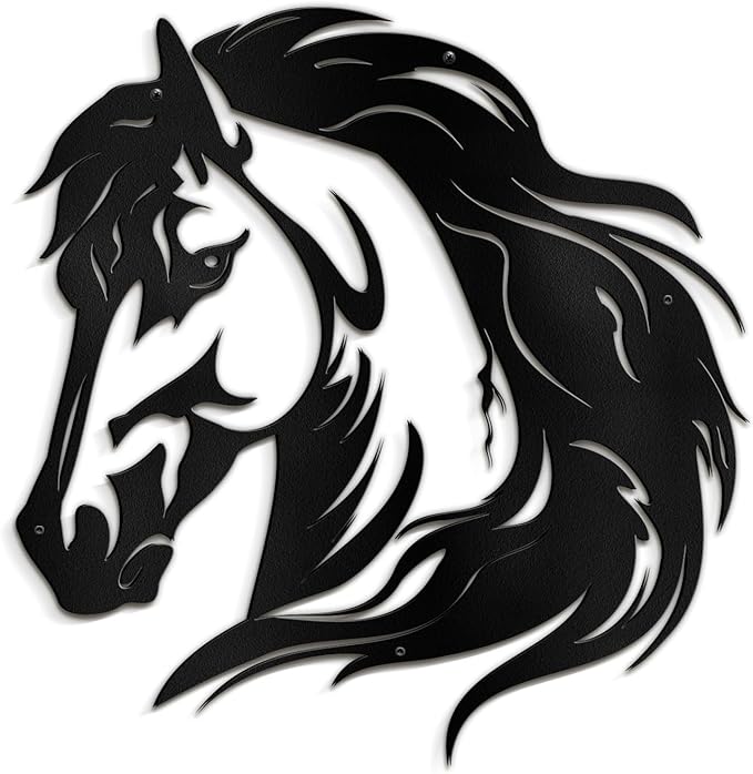 SIGNLEADER Metal Wall Art Decor Horse Minimalist Modern Abstract Wall Sculpture Hangings Home Decoration for Living Room, Bedroom, Bathroom, Kitchen, Outdoor - 24" Black