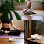 Koville Natural Marble Incense Holder, Incense Holder for Sticks with 9 Holes, Handmade Incense Burner Ash Catcher for Meditation Yoga SPA, Balsam Fir/Palo Santo/Sage/Cone (Lymra Limestone)