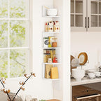 Tangkula 5-Tier Corner Shelf Wall Mount, Farmhouse Floating Corner Bookshelf, Industrial Modern Display Shelf Stand, Wooden Storage Organizer for Living Room Home Office (1, White)