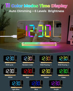 SZELAM Projection Alarm Clock,7.4" LED Mirror Digital Clocks Large Display,with 180° Rotatable Projector,RGB Night Light,USB C Port,Auto Dimmer, Loud Desk Clock for Heavy Sleeper Bedroom - Gold