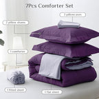 JOLLYVOGUE California King Comforter Set, Ultra-Soft Bed in a Bag Cal King Size 7 Pieces, Oeko-TEX Certified Bedding Set With Down Alternative Comforter, Sheets, Pillowcases & Shams, Purple & Lavender