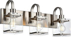 3-Light Bathroom Vanity Light Fixtures, Modern Vanity Lights with Clear Glass Shade Wall Light Brushed Nickel Wall Sconce Lighting for Living Room, Bedroom Kitchen Farmhouse