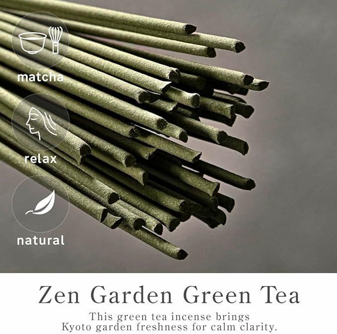 Kyoto Green Tea Incense Sticks - Japanese Temple Aroma, Ideal for Relaxation & Meditation, Approx. 60 Sticks (0.044 Pounds) - Premium Quality Incense for Spiritual & Home Use Nagomikobo