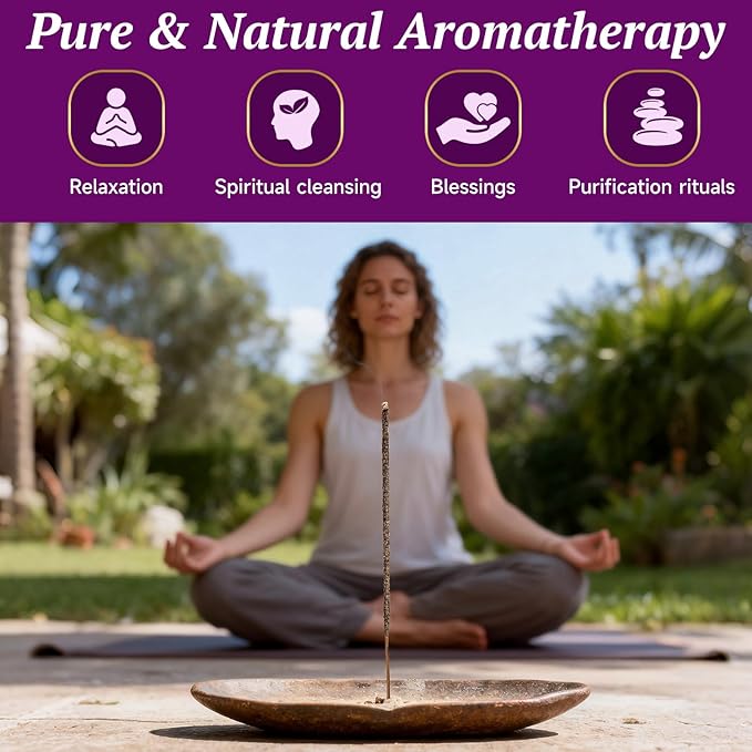 Lavender Incense Sticks Natural - 16 Sticks Handcrafted Lavender Sticks for Relaxation, Meditation, Yoga, Spiritual Purification & Home Ambiance | inciensos aromaticos para la casa