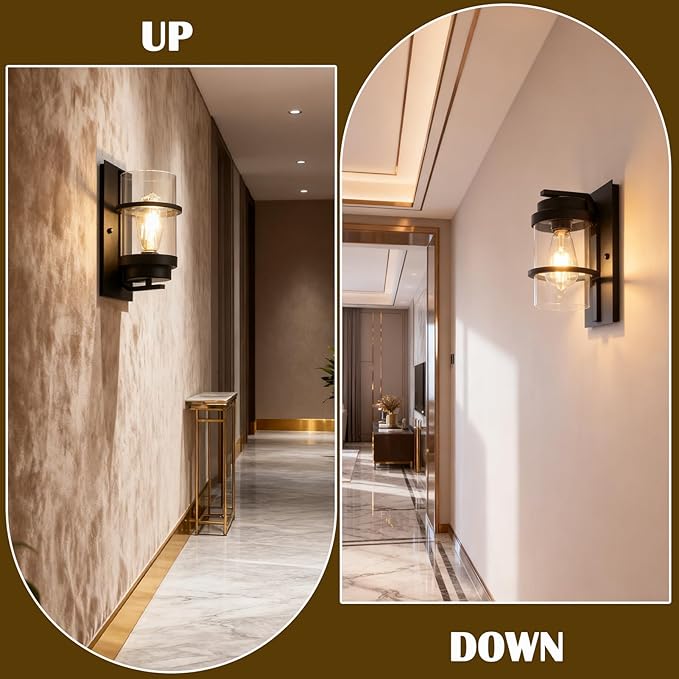 Black Wall Sconce Indoor,Rustic Bathroom Vanity Light Fixtures,Entryway Wall Sconces Lights,Wall Lights for Living Room(Bulbs not Included)