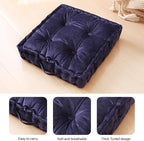 Square Floor Pillows, Large Floor Cushion for Adults Kids, Meditation Floor Pillow Seating Cushion with Shredded Memory Foam and Silk Wadding, 20"x20"x5" Navy 2 Count